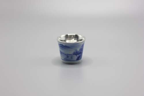 Blue-and-White Porcelain | Master Cup with Sterling-Silver Lining