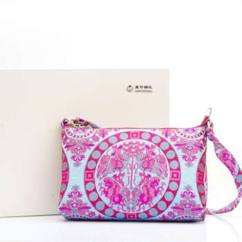 Blue | Four Heavenly Kings Lion-Hunt Motif Brocade | Mini Handbag