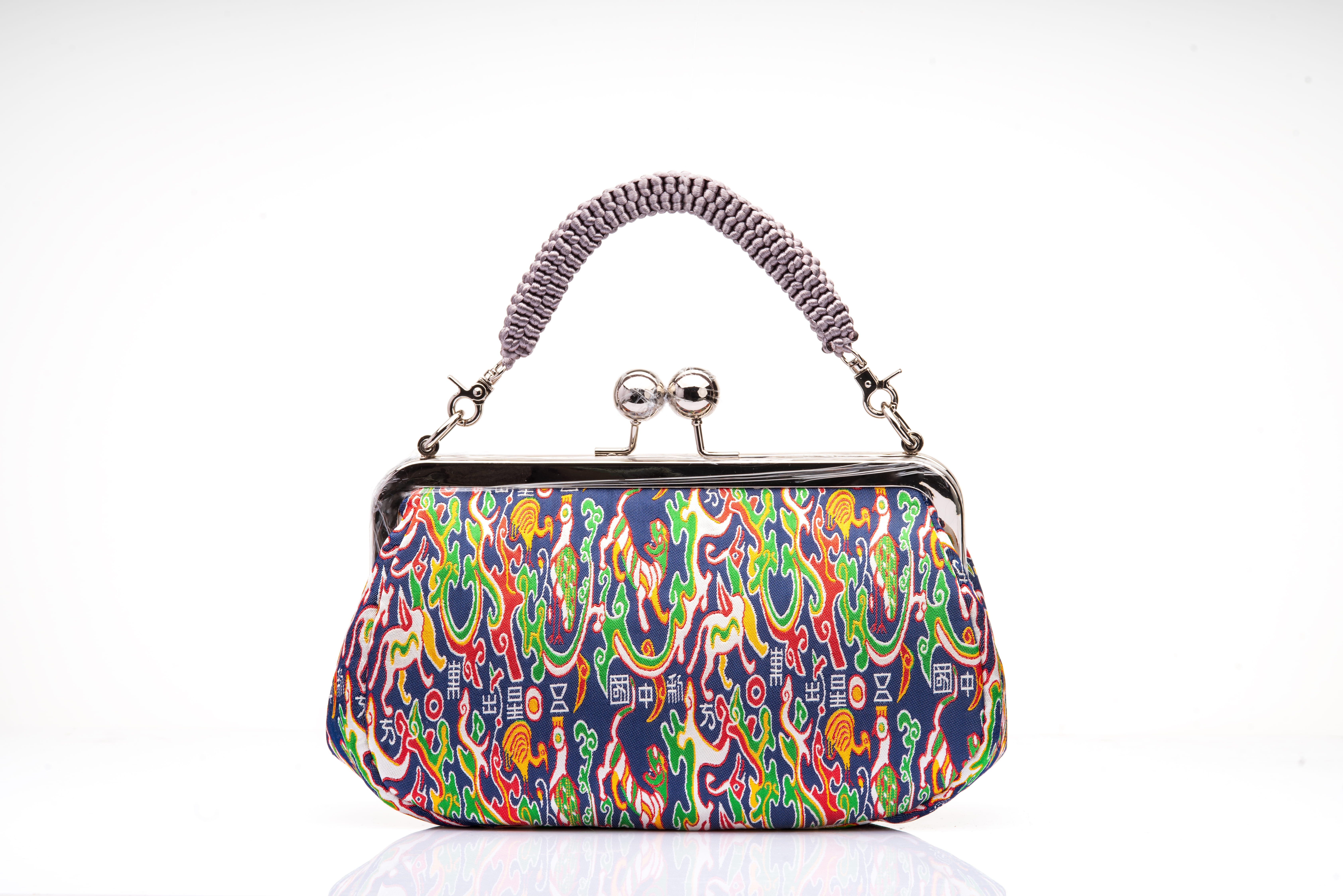 Abstract Art - Five Stars Rise in the East Chinese Knot Heritage Clutch in Shu Brocade