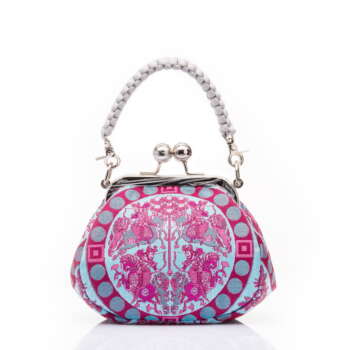 Blue | Four Heavenly Kings Lion-Hunt Motif Brocade | Chinese Knot Clutch