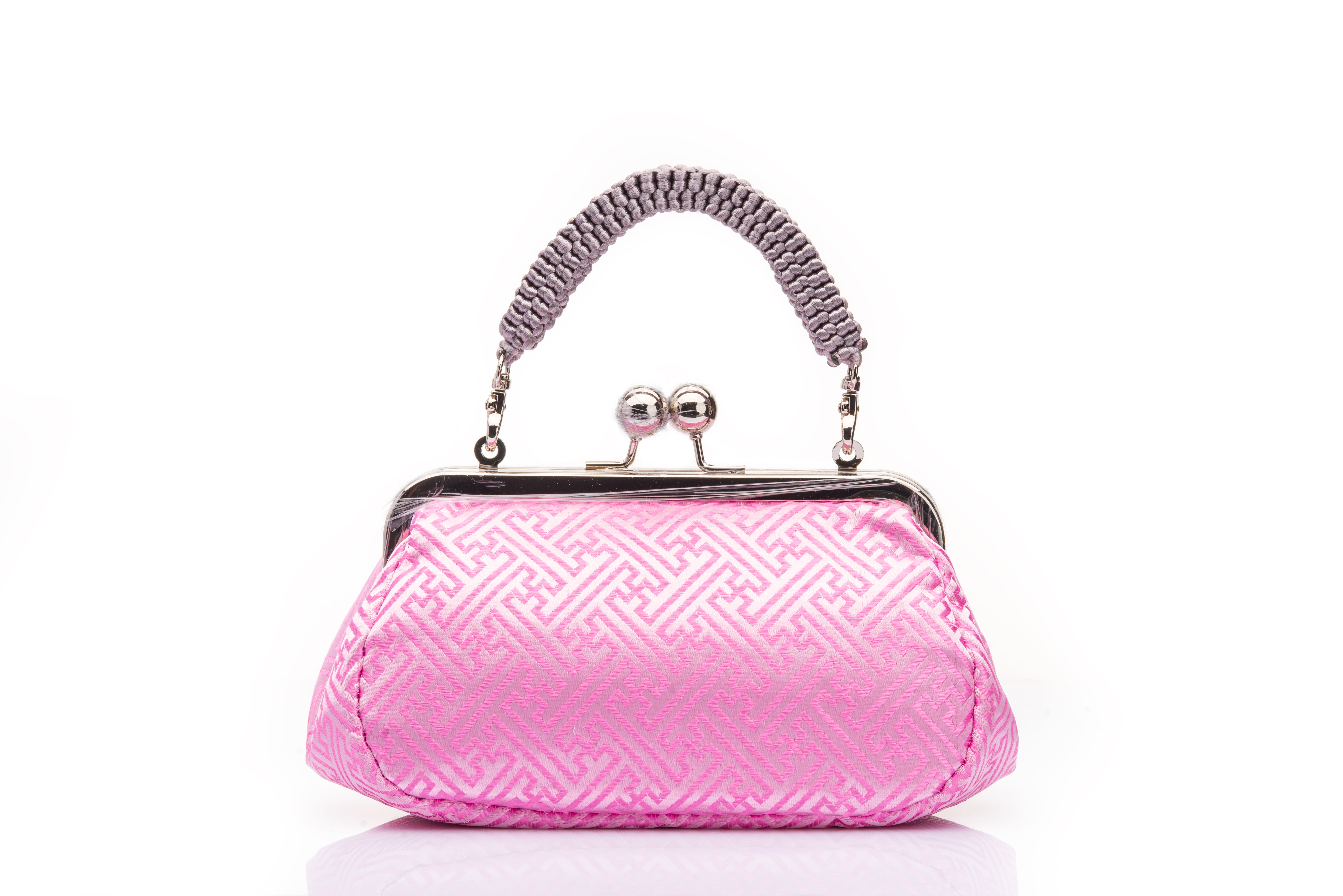 Pink | Endless Knot Brocade | Chinese Knot Clutch