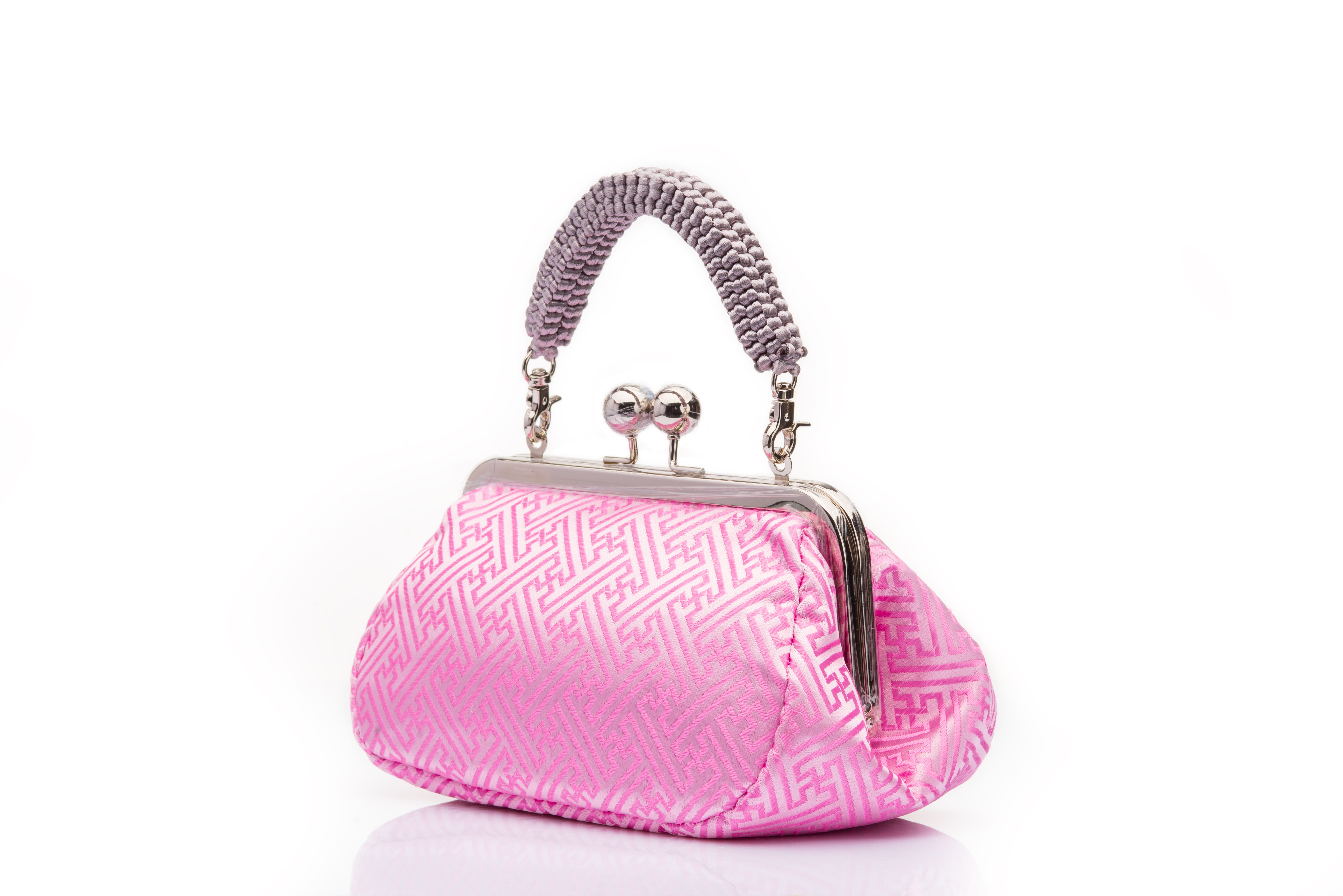 Pink | Endless Knot Brocade | Chinese Knot Clutch - Image 2