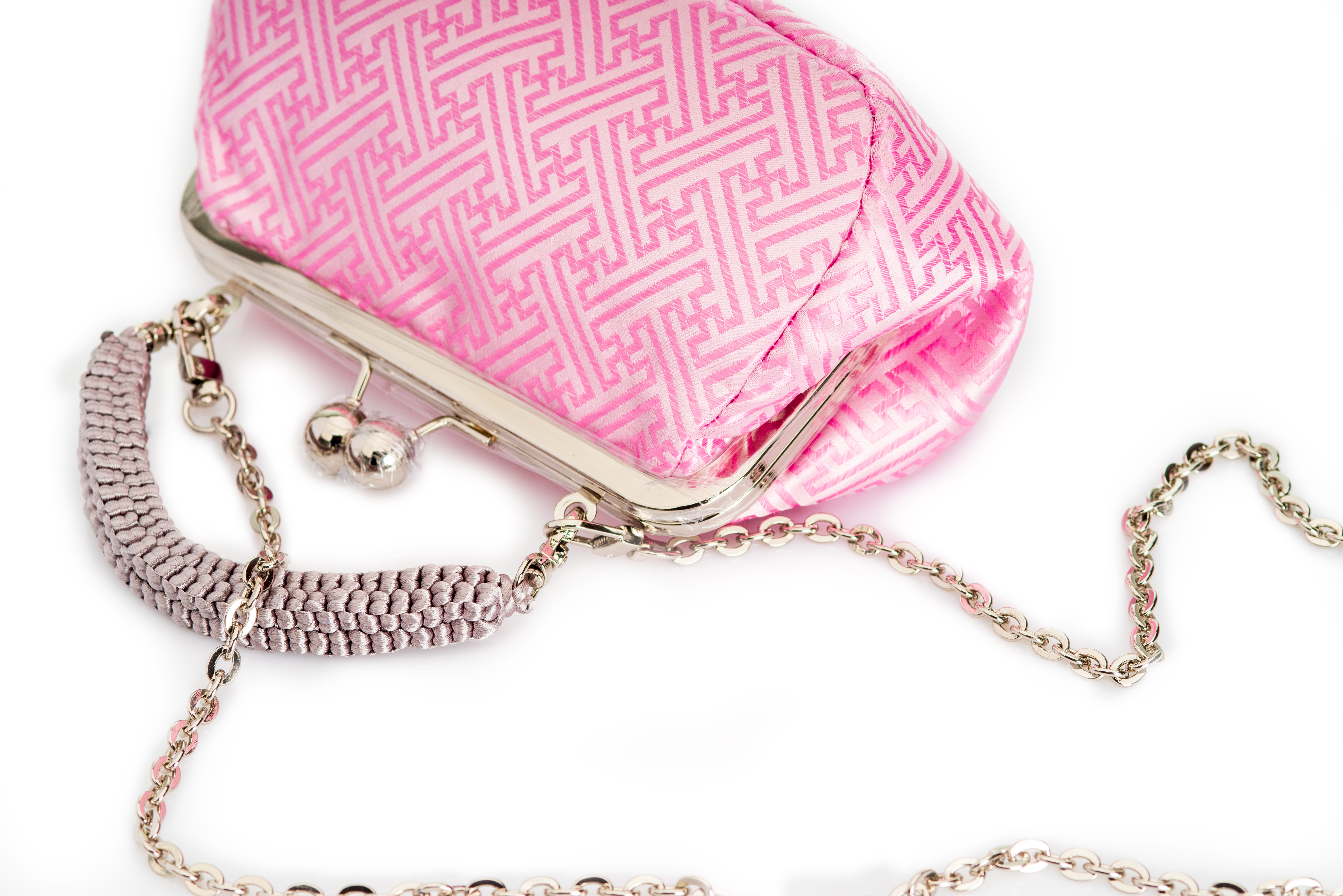 Pink | Endless Knot Brocade | Chinese Knot Clutch - Image 4