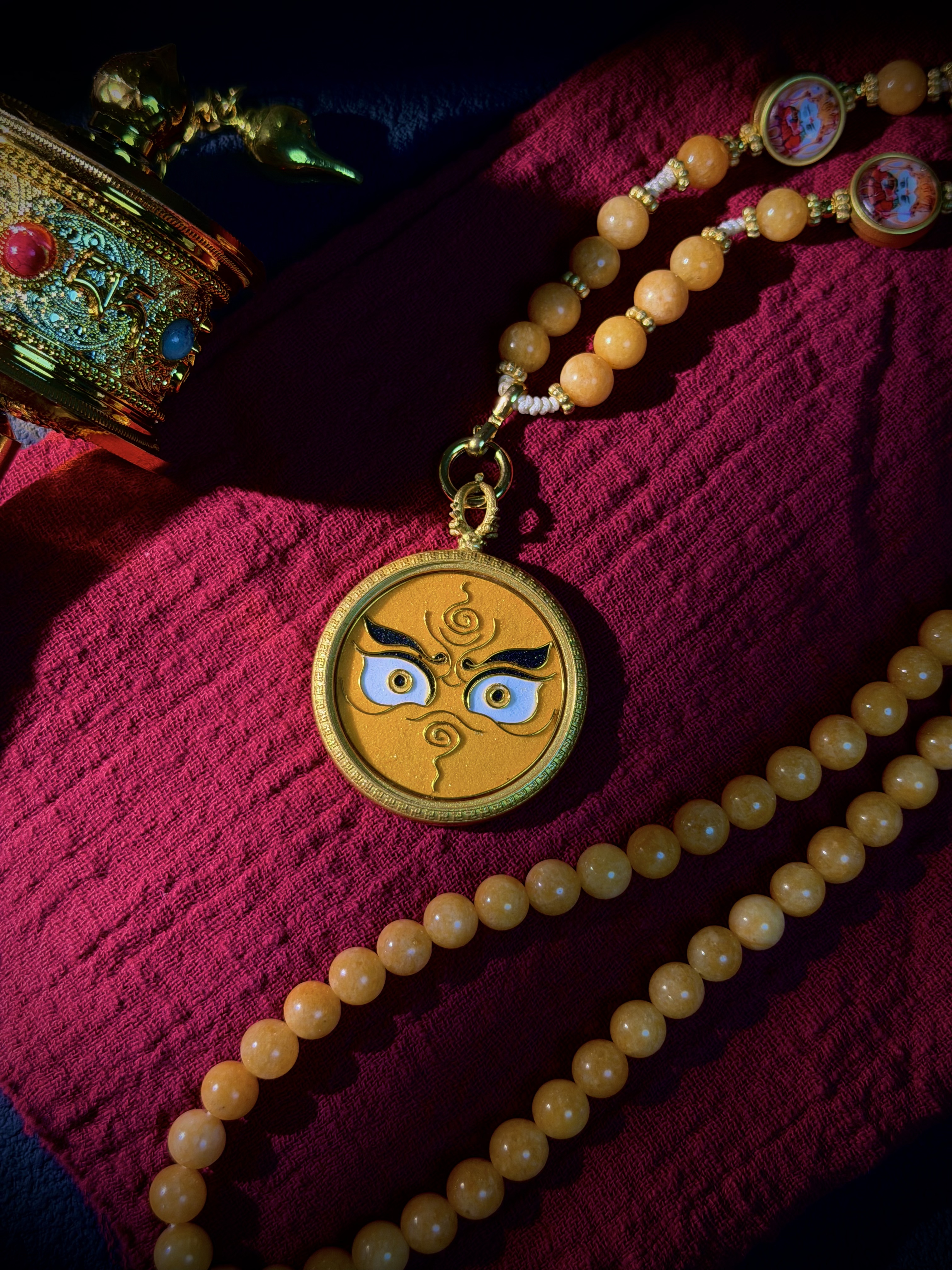 Handcrafted Cloisonné Enamel- Wisdom Eye Gau Box | Five Wealth Deities Series | Round - Image 2